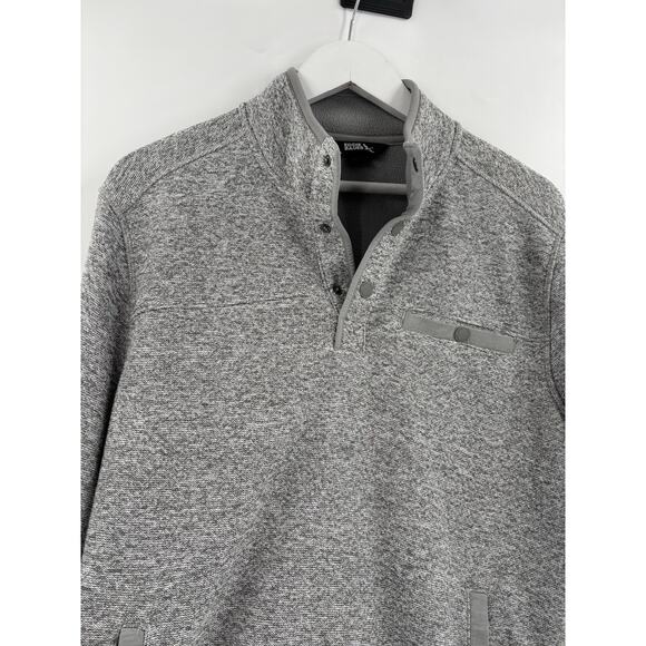 Eddie Bauer Pullover Sweater Mens Small Gray Snap Buttons Front Pocket Logo Knit - Picture 7 of 16